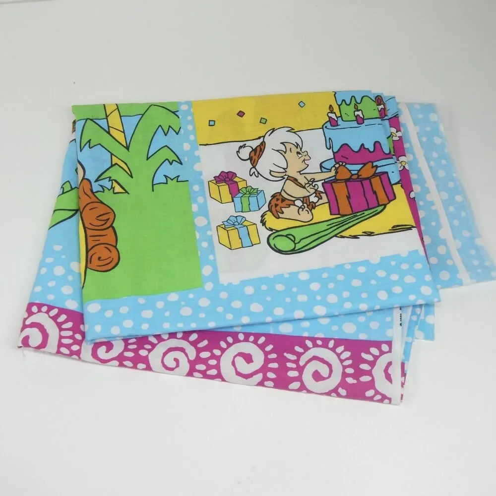 Flintstones Character Fabric Panel Vintage 44x68 Hanna Barbera 1991 Yardage